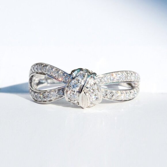 Dainty Silver Crystal Pure Cross Zircon Sweet Lovely Rings for Women, INDN8458 - Picture 7 of 7